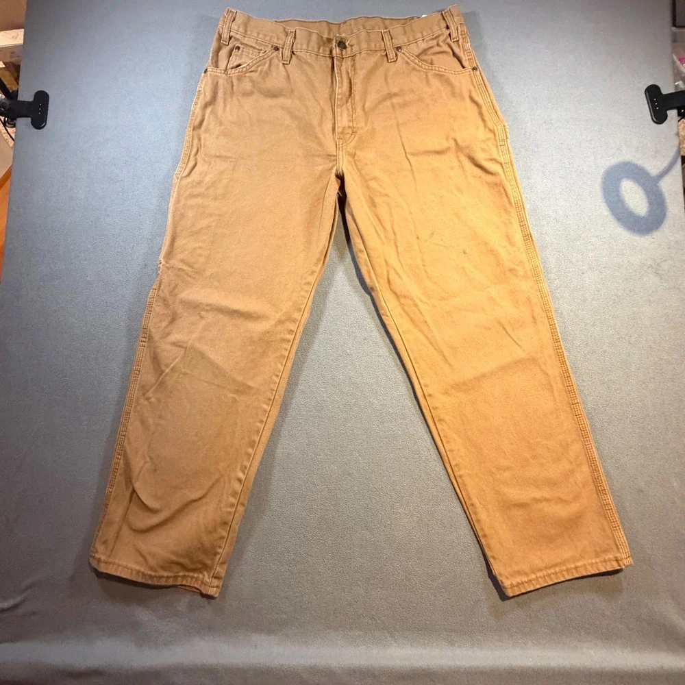 Dickies Mens Duck Canvas Carpenter Pants Brown Utility Workwear 1939RBD 36x30